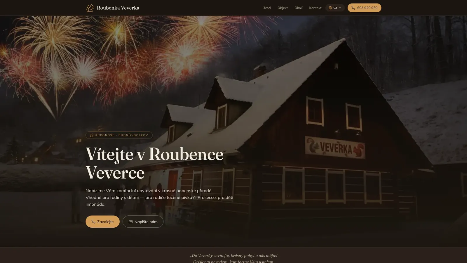 Roubenka Veverka — web horského ubytování v Krkonoších