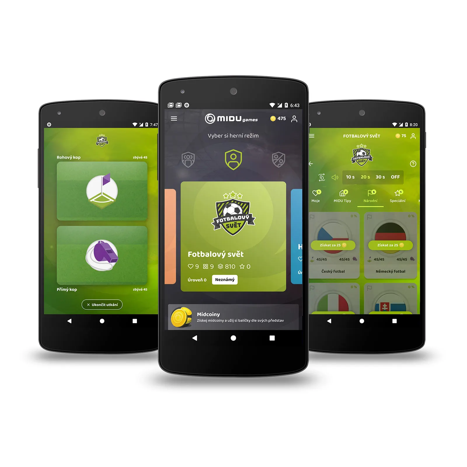 MIDU Games — mobilní aplikace Fotbalový svět