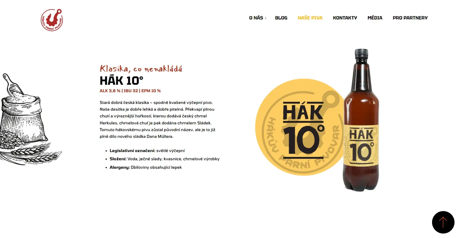 Hákův parní pivovar — web s prezentací piv